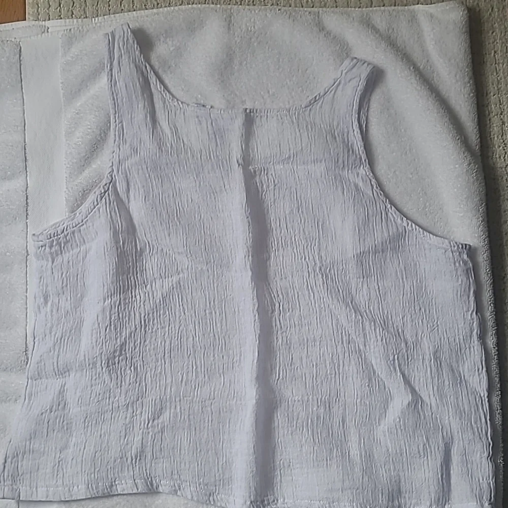 Sigrid Olsen White Textured Scoop-Neck Tank - Picture 2 of 4
